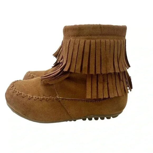 Joe Fresh Fringe Moccasin Baby Booties Brown  Size 6 - Picture 7 of 12